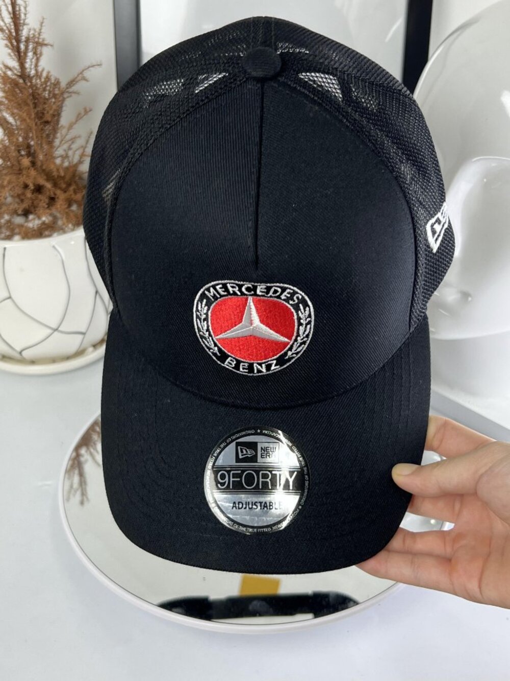 Mercedes Benz Embroidered 9FORTY Trucker Hat Mesh Adjustable Cap Black